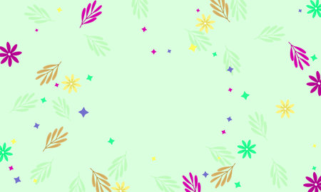 Abstract floral background with flowers, leaves and stars. Vector illustration.のイラスト素材