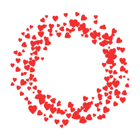 Round frame of red hearts on a white background. Vector illustration.のイラスト素材