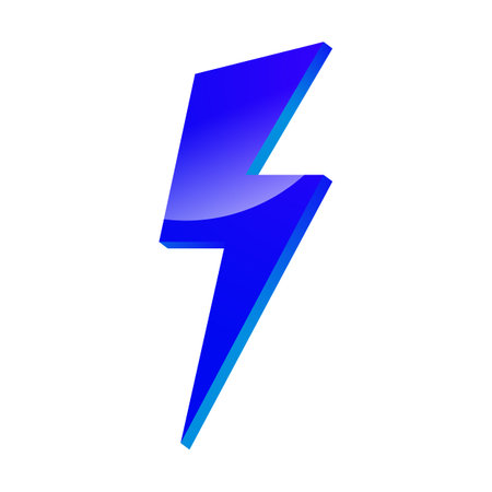 Lightning icon. 3d blue icon on white background. Vector illustration.