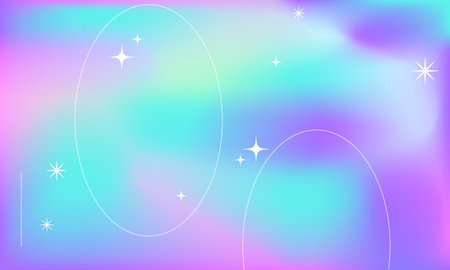 Holographic background. Holo sparkly cover. Iridescent gradient. Abstract soft pastel colors backdrop. Trendy creative vector cosmic gradient. Mesh holographic foil.のイラスト素材