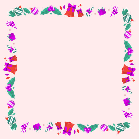Square frame with hand drawn doodle floral elements. Vector illustration.のイラスト素材