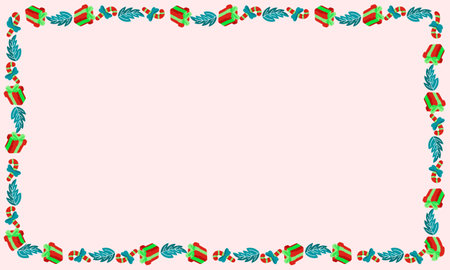 Illustration of a Christmas frame on a pink background with copy spaceのイラスト素材