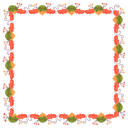 Beautiful floral frame with gradient fill. Copy space. Raster clip art.のイラスト素材