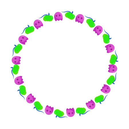 Round frame with berries and leaves. Vector round frame with berries and leaves.のイラスト素材