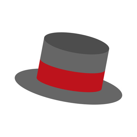 Hat with red ribbon icon in isometric 3d style on a white backgroundのイラスト素材