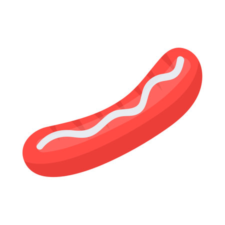 Hot dog icon in cartoon style isolated on white background. Fast food symbol stock vector illustration.のイラスト素材