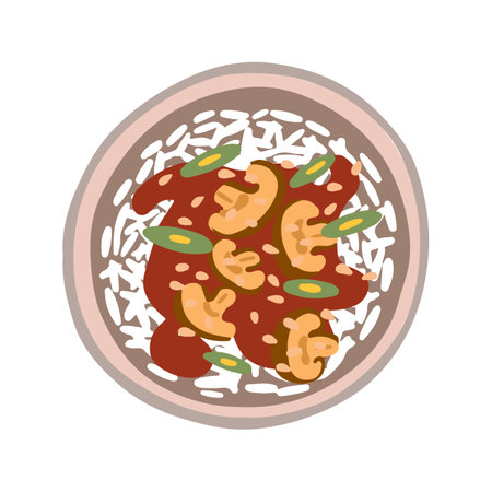 Rice with Shrimps Vector Illustration. Asian Food.のイラスト素材