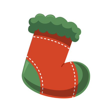 christmas sock decoration icon vector illustration design graphic flat style eps 10のイラスト素材