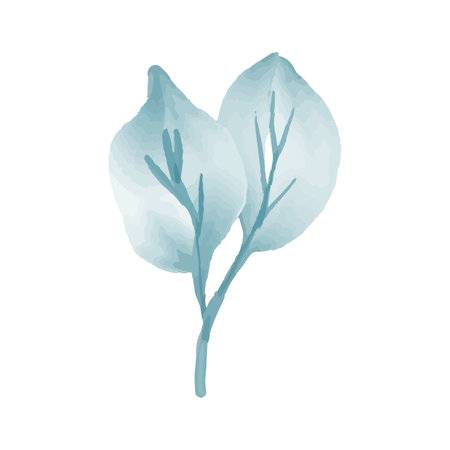 Watercolor green leaves on white background. Vector illustration for your designのイラスト素材
