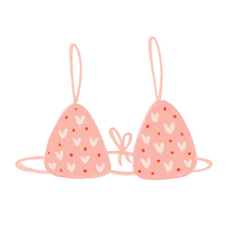 Hand drawn vector illustration of a pair of bra with hearts isolated on white backgroundのイラスト素材