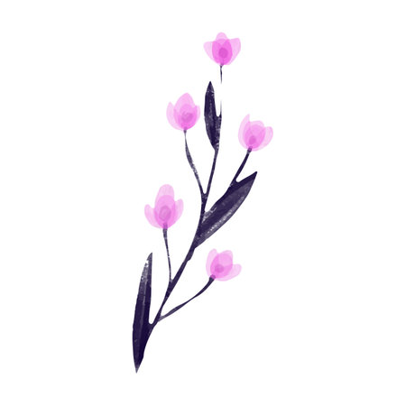 Hand drawn watercolor illustration of pink flowers, isolated on white background.のイラスト素材