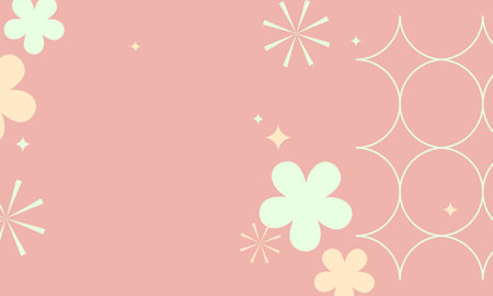 Abstract background with flowers and stars in pastel colors. Vector illustration.のイラスト素材