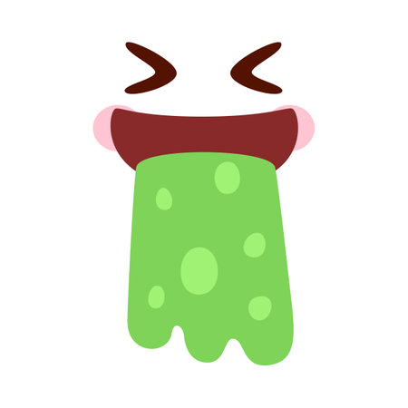 Cute cartoon monster face. Vector illustration in a flat style.のイラスト素材