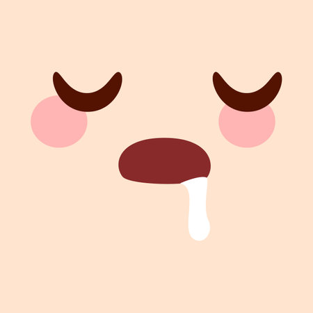 Cute Kawaii Face Emoticon. Vector Illustration.のイラスト素材