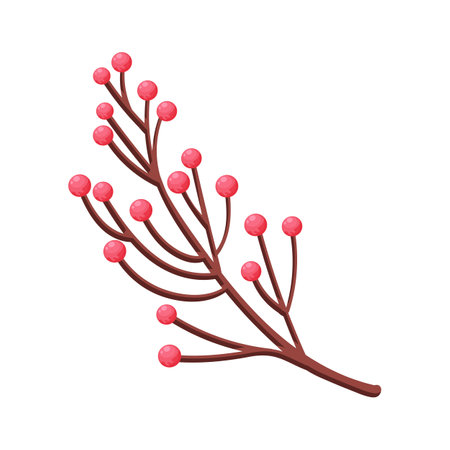 Branches with red berries. Vector illustration isolated on white background.のイラスト素材
