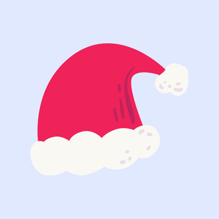 Santa Claus hat isolated on blue background. Vector illustration in flat style.のイラスト素材