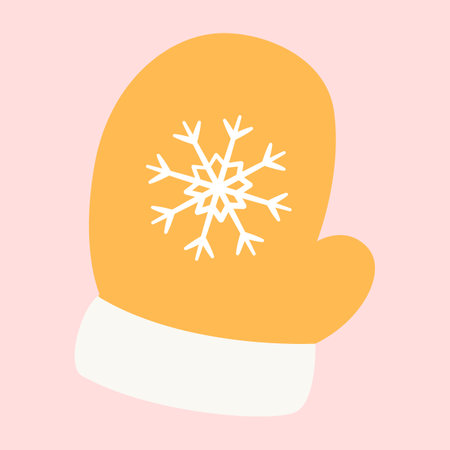 Mitten with snowflake icon. Vector illustration in flat style.のイラスト素材