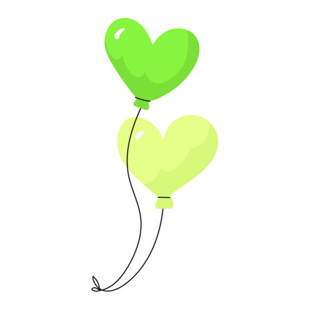 Green heart-shaped balloons. Vector illustration on a white background.のイラスト素材