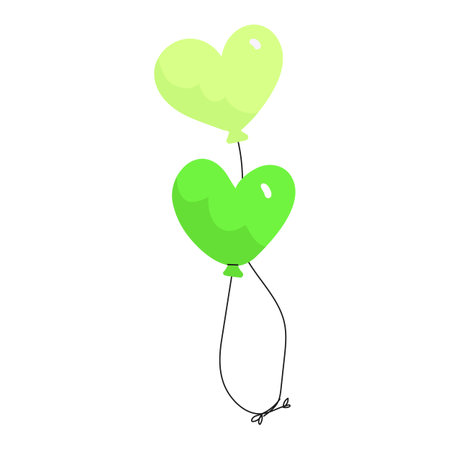 Green heart-shaped balloons. Vector illustration on a white background.のイラスト素材