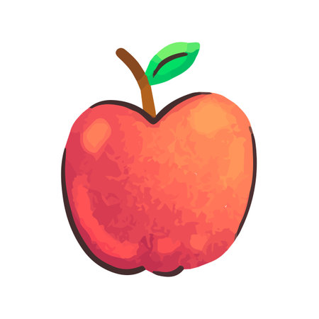 Red apple icon isolated on white background. Watercolor hand drawn vector illustration.のイラスト素材