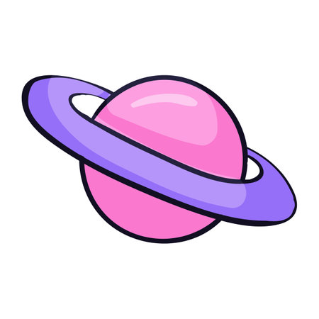 Planet icon in cartoon style isolated on white background. Space symbol stock vector illustration.のイラスト素材