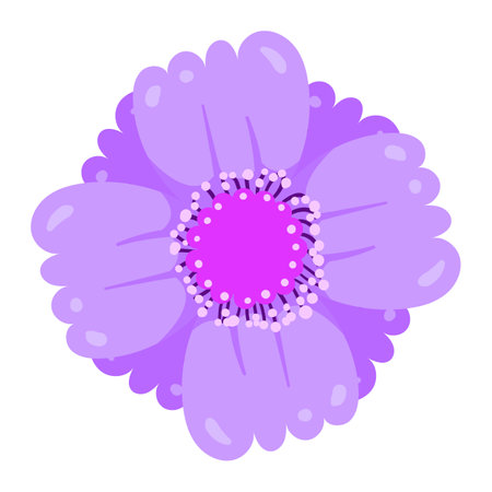 Beautiful purple flower on a white background. Vector illustration in flat style.のイラスト素材