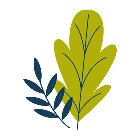 branch with leaves icon image vector illustration design  green and blueのイラスト素材