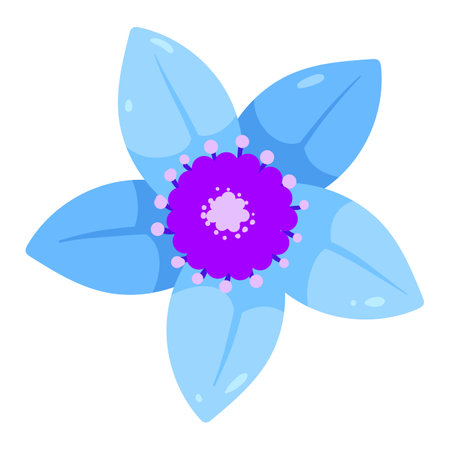 Blue flower icon. Flat illustration of blue flower vector icon for webのイラスト素材