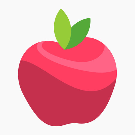 Red apple flat icon with long shadow,eps10. Vector illustrationのイラスト素材