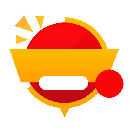 Red and yellow speech bubble icon. Vector illustration in flat style.のイラスト素材