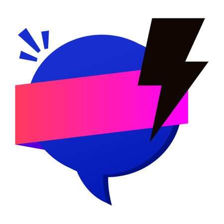 Comic speech bubble with lightning. Vector illustration in flat style.のイラスト素材