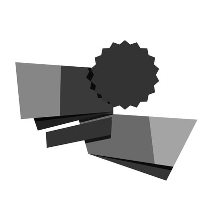 Illustration of black and gray 3d award badge on white backgroundのイラスト素材