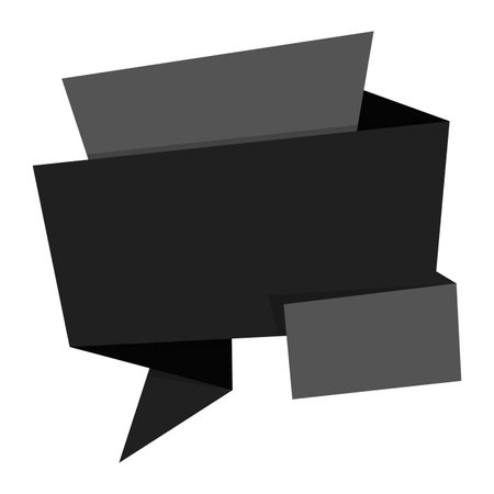 Black origami speech bubble icon on white background. Vector illustration.のイラスト素材