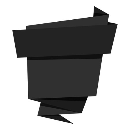 Black origami banner. Isolated on white background. Vector illustration.のイラスト素材