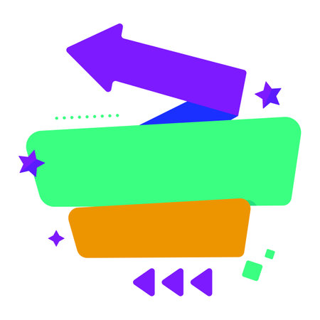 Colorful arrow in flat style on white background. Vector illustration.のイラスト素材