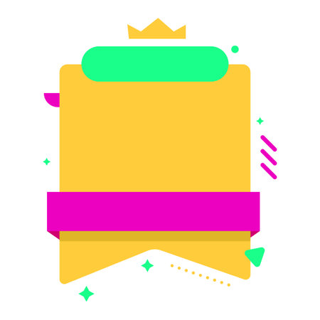 Colorful banner template with ribbon. Vector illustration in flat style.のイラスト素材