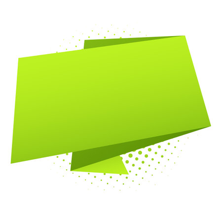 Green origami speech bubble with halftone dots. Vector illustrationのイラスト素材