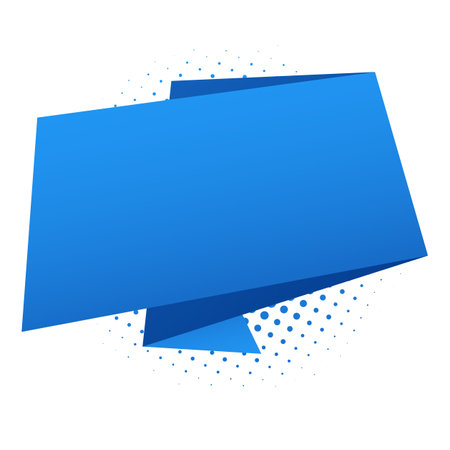 Blue origami speech bubble with halftone dots. Vector illustrationのイラスト素材