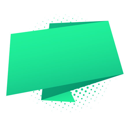 Green origami speech bubble with halftone dots. Vector illustrationのイラスト素材