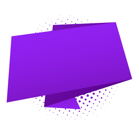Purple origami speech bubble with halftone dots. Vector illustrationのイラスト素材