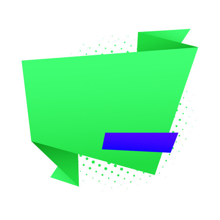 Green origami speech bubble on white background. Vector design element.のイラスト素材