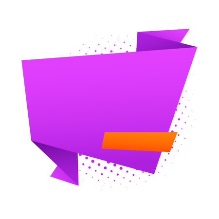 Purple origami speech bubble on white background. Vector illustration.のイラスト素材