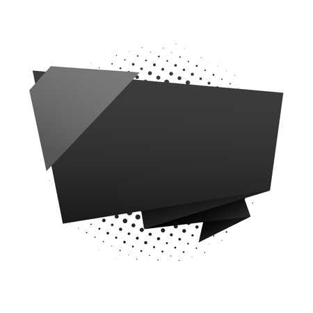 Black origami speech bubble on white background. Vector design element.のイラスト素材