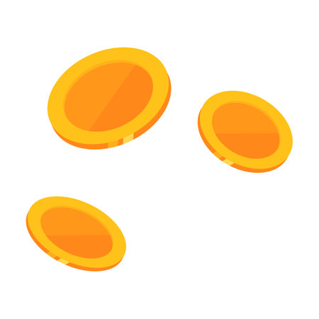 Gold coins icon in isometric 3d style on a white backgroundのイラスト素材