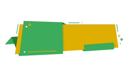 Vector illustration of a green and yellow gift box on white background.のイラスト素材