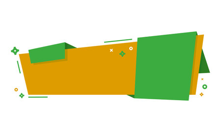 Green and yellow origami banner with place for your text. Vector illustration.のイラスト素材