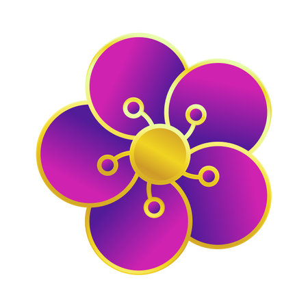 pink and yellow flower icon on white background. vector illustration.のイラスト素材