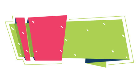 Green and pink paper stickers isolated on white background. Vector illustration.のイラスト素材