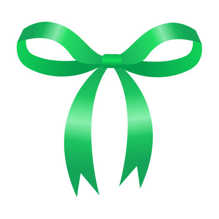 Green ribbon bow isolated on white background. Vector illustration. Eps 10.のイラスト素材