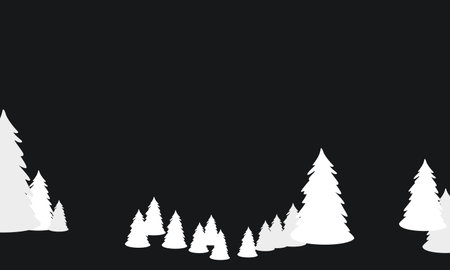 Illustration of a black and white Christmas background with fir trees.のイラスト素材